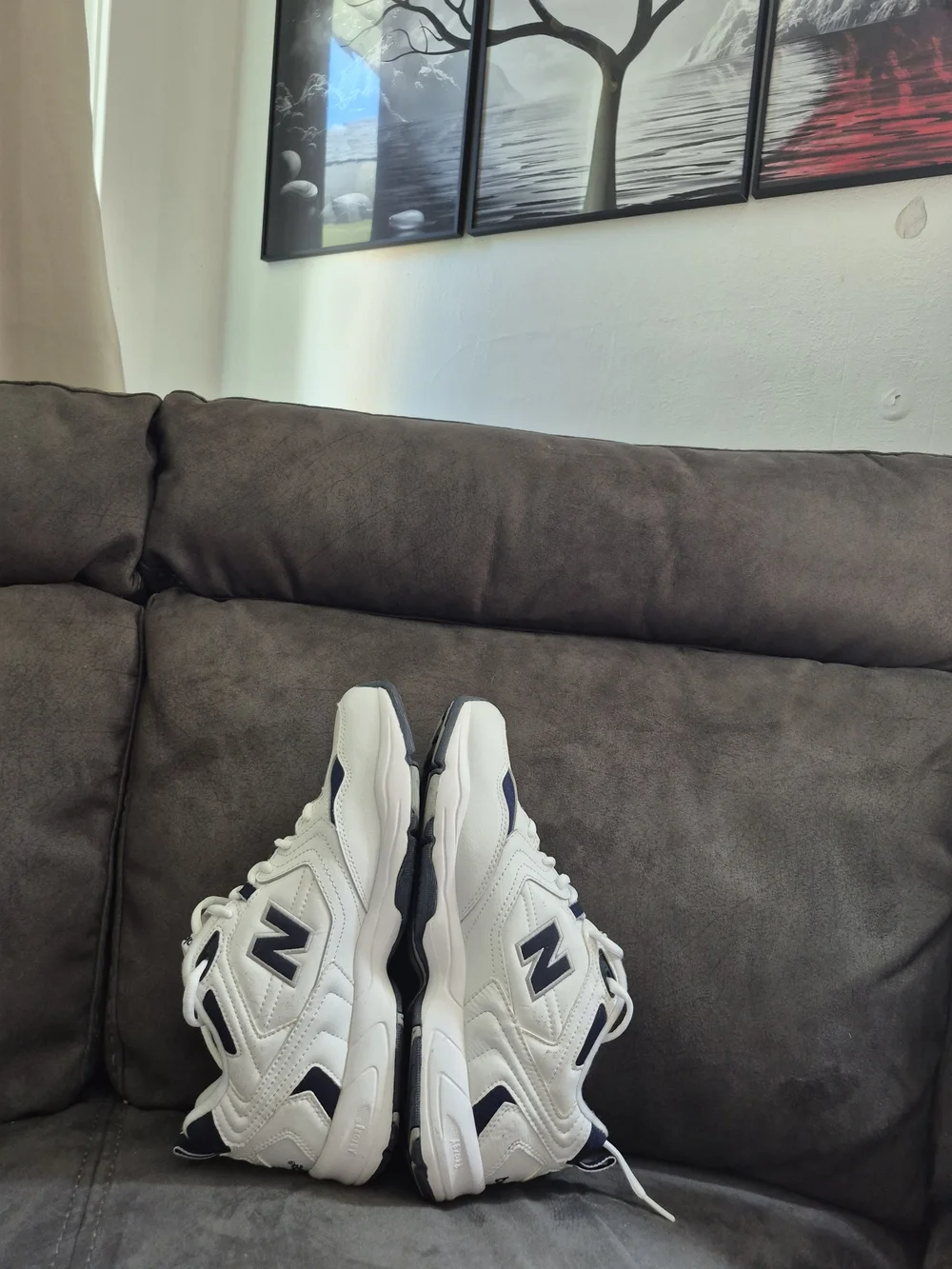 New Balance Men's White & Navy Chunky Athletic Sneakers